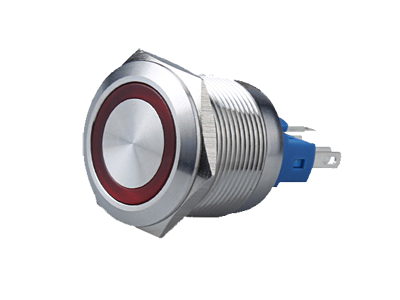 22F-11SE-J自锁平圆形带环形灯金属按钮开关